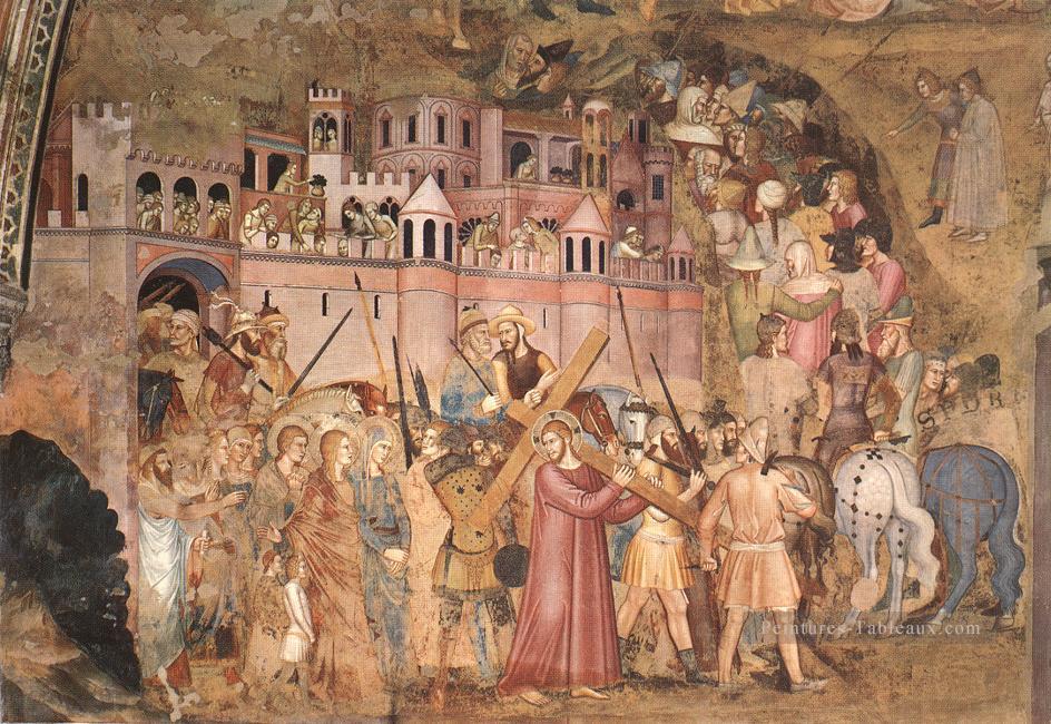 Christ portant la croix au calvaire Quattrocento peintre Andrea da Firenze Peintures à l'huile